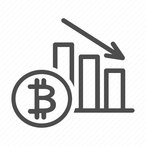 Bitcoin, decrease, down, stock, market, coin, graph icon - Download on Iconfinder