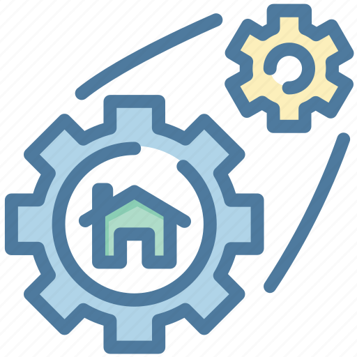Build, cog, gear, home, house, options, setting icon - Download on Iconfinder