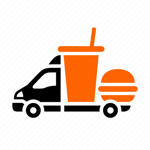 Burger, coke, dilivery track, drink, fast food, transport icon - Download on Iconfinder