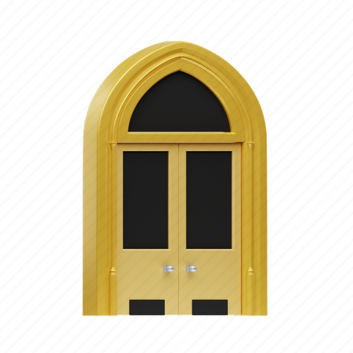 Door, golden arch, building, home, entrance 3D illustration - Download on Iconfinder