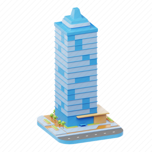 Skyscraper, tower, building, city, real estate, architecture 3D illustration - Download on Iconfinder