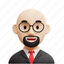bald, business, man, bald business man avatar, professional male character, 3d illustration, diverse avatar, corporate representation, business design