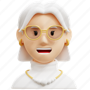 rich, grandma, rich luxury grandma avatar, affluent female character, 3d illustration, diverse avatar, opulent representation, upscale design, sophisticated appearance