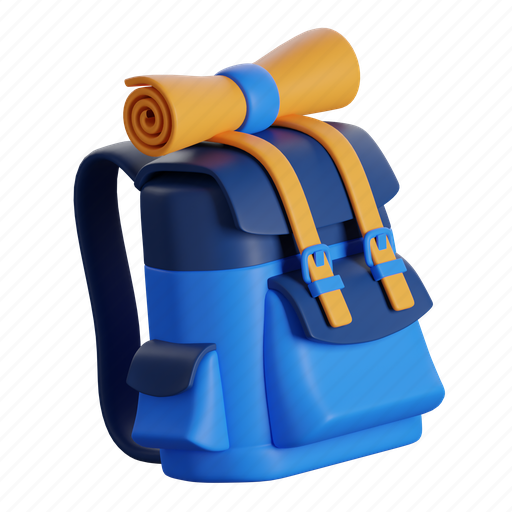 Backpack, bag, camping bag, travel 3D illustration - Download on Iconfinder