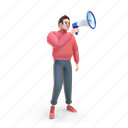 male, person, megaphone, 3d character, human, account, business, marketing, .png 