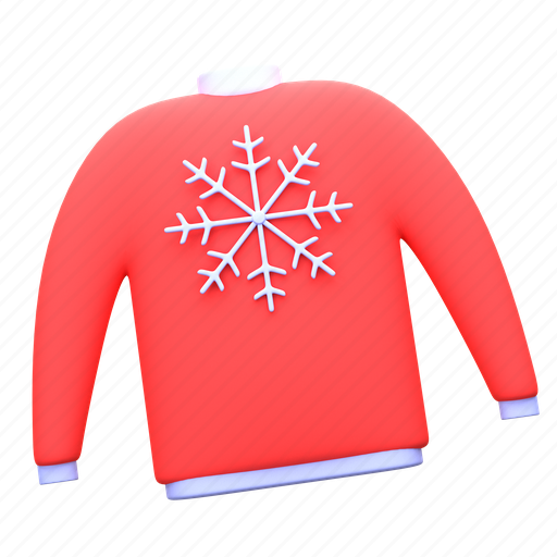 Snowflake, sweater, christmas, clothes, snow, holiday, fashion 3D illustration - Download on Iconfinder