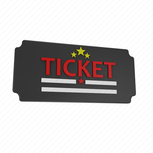 Ticket, 3d, icon, illustration, vector, render, coupon icon - Download on Iconfinder