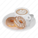 coffee and donut, cafe and pastry, breakfast and coffee, sweet treats, coffee shop, dessert cafe, caffeine fix 