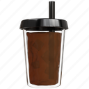 iced, coffee, cup, cafe, cold, drink, mug, straw, cubes 