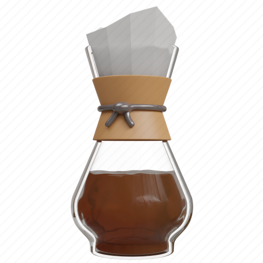 Chemex, coffee, kitchenware, maker, drip, shop, heat 3D illustration - Download on Iconfinder