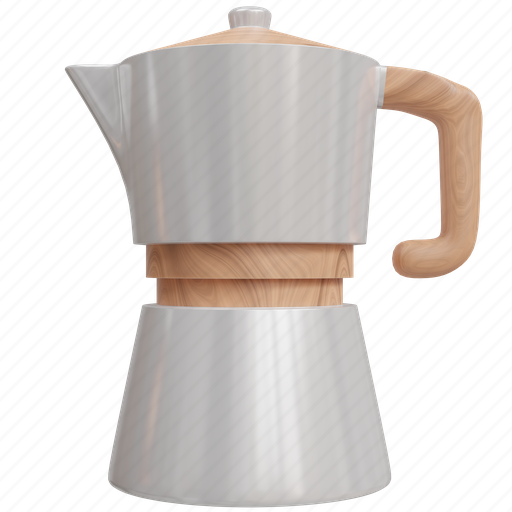 Moka, pot, coffee, maker, cafe, shop, kitchenware 3D illustration - Download on Iconfinder