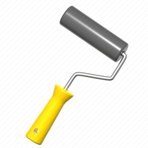 Paint, roller, icon, isolated, tool, 3d, brush 3D illustration - Download on Iconfinder