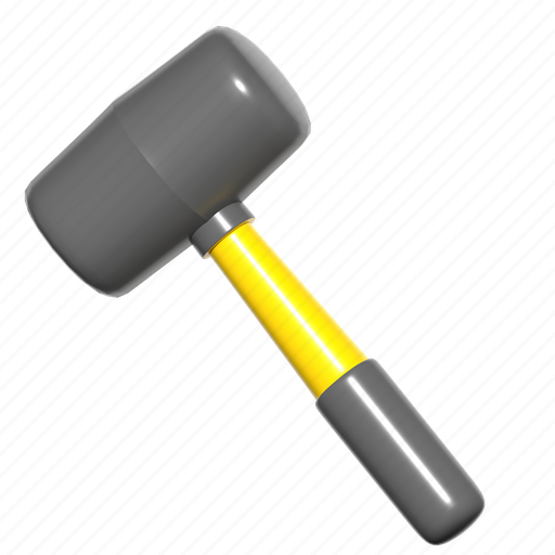 Rubber, hammer, icon, 3d, equipment, tool, construction 3D illustration - Download on Iconfinder