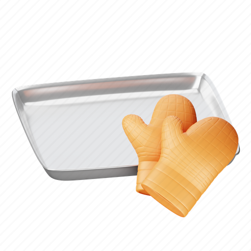 Sheet, pan, with, oven, mitts, kitchen, food 3D illustration - Download on Iconfinder