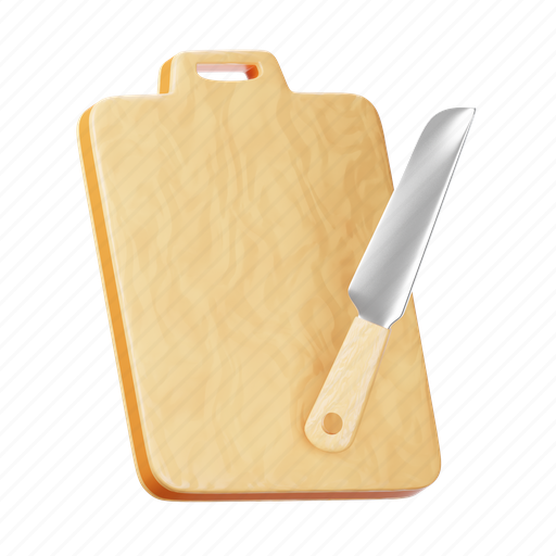 Knife, and, cutting board, kitchen, tool 3D illustration - Download on Iconfinder