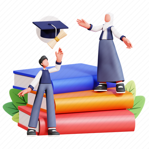Couple, character, education, illustration, girl, boy, student 3D illustration - Download on Iconfinder