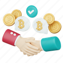 bitcoin agreement, 3d cryptocurrency, investment icon, digital currency, blockchain technology, cryptocurrency market, virtual money, financial technology 