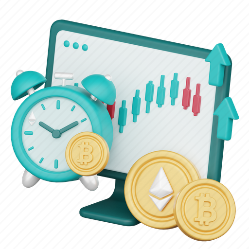 Crypto, trading, time, crypto trading, cryptocurrency icon, investment icon, 3d cryptocurrency 3D illustration - Download on Iconfinder
