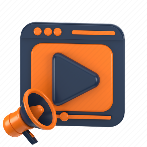 Video, marketing, 3d, analysis, app, application, background 3D illustration - Download on Iconfinder