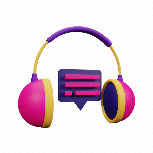 Headphone, sound, chat, bubble, music, promotion, advertising 3D illustration - Download on Iconfinder
