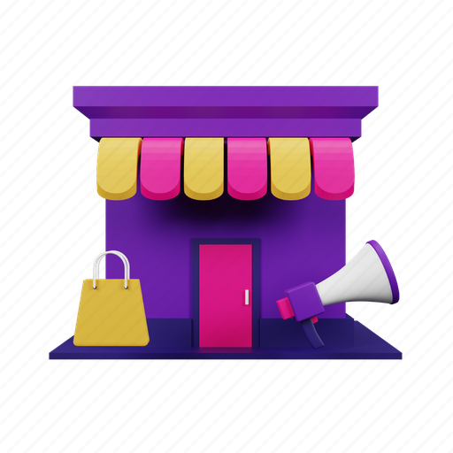 Shop, marketing, online, shopping, store, business, promotion 3D illustration - Download on Iconfinder