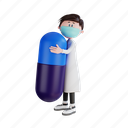 character, doctor, carrying, medicine, capsule, illustration, object, people, man