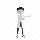 character, doctor, pointing, left, pose, illustration, object, people, man