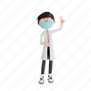 character, doctor, two, fingers, pose, illustration, object, man, hospital