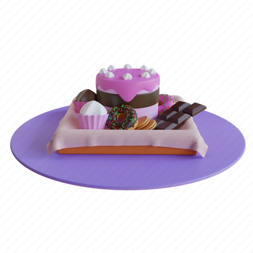 Cake, sweet, chocolate, variety, cafe, dessert, brunch 3D illustration - Download on Iconfinder