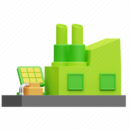 Eco factory, factory, industry, industrial, energy 3D illustration - Download on Iconfinder