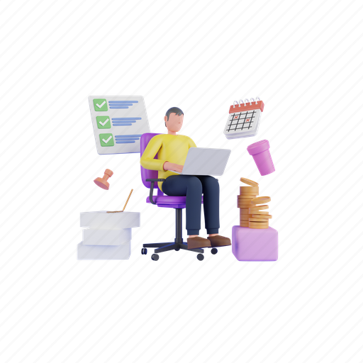Employee, stress, people, worker, angry, frustrated, exhausted 3D illustration - Download on Iconfinder