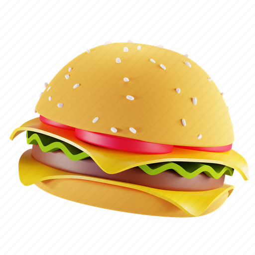 Burger, hamburger, cheeseburger, fast food, junk food, restaurant, food 3D illustration - Download on Iconfinder