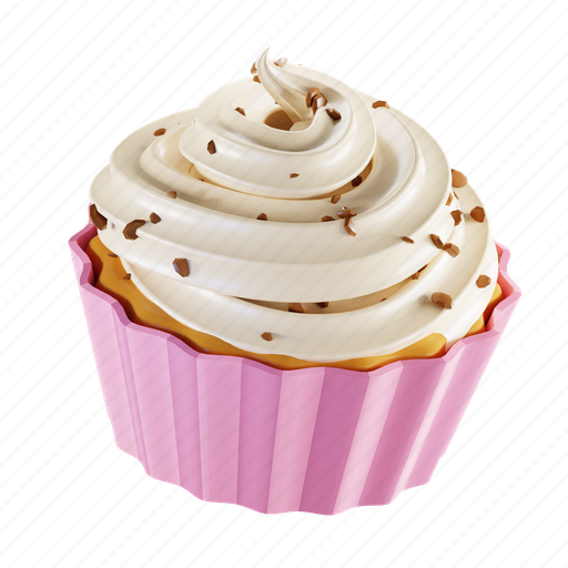Cupcake, cake, sweet, dessert, cream, bakery, vanila 3D illustration - Download on Iconfinder
