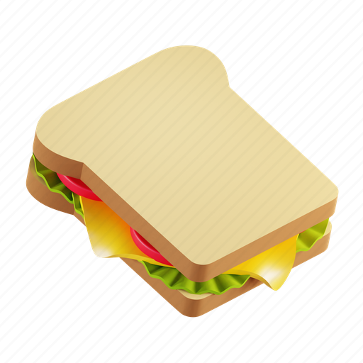 Sandwich, breakfast, egg, food, bread, junk food, fast food 3D illustration - Download on Iconfinder