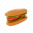 junk, fastfood, burger, lunch, illustration, element, restaurant, isolated, render 