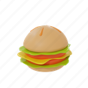 junk, fastfood, burger, lunch, illustration, element, restaurant, isolated, render 