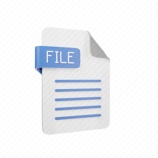 File, paper, extension, document 3D illustration - Download on Iconfinder