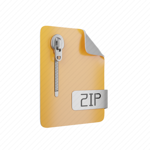 Zip, document, archive, folder 3D illustration - Download on Iconfinder
