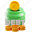 debt, dollar, coin, money, accounting, cash, saving, investment, financial 