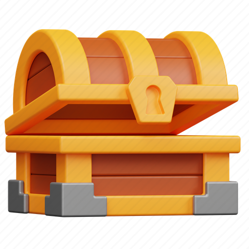 Chest, opened, treasure, box, old, wooden, gold 3D illustration - Download on Iconfinder