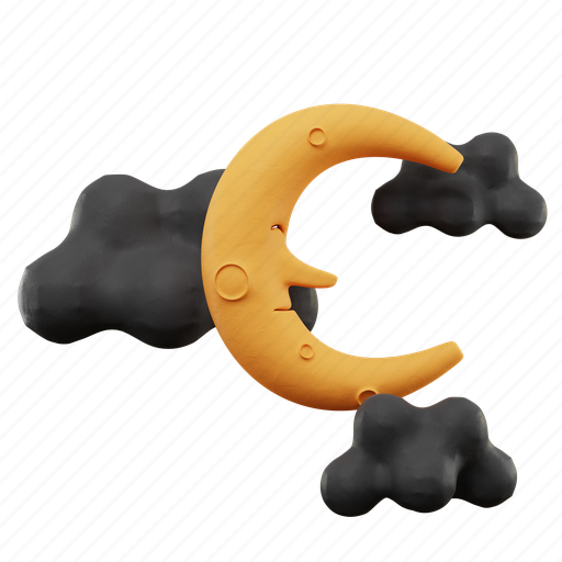 Moon, cloud, crescent, night, halloween 3D illustration - Download on Iconfinder