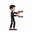magnet, 3d character, 3d illustration, 3d render, 3d businessman, blazer, formal suit, attract, strategy, achieve, attraction, benefit, budget, income, strength, business attraction, energy, catch