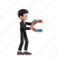 magnet, 3d character, 3d illustration, 3d render, 3d businessman, blazer, formal suit, attract, strategy, achieve, attraction, benefit, budget, income, strength, business attraction, energy, catch 