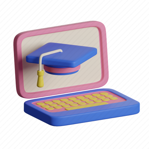 Elearning, learning, laptop, education, knowledge, notebook, study 3D illustration - Download on Iconfinder