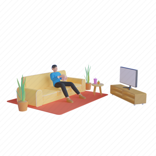 Television, tv, sofa, people, movie, entertainment, streaming 3D illustration - Download on Iconfinder