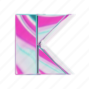k, letter, alphabet, font, gradient, foil, iridescent, 90s, number