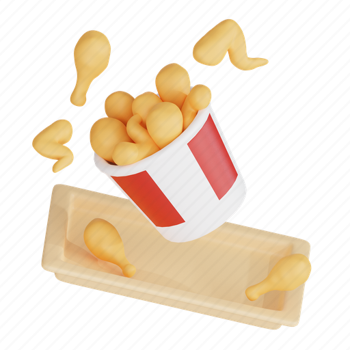 Crispy chicken, fried wings, fast food, chicken strips, chicken tenders, drumsticks, popcorn chicken 3D illustration - Download on Iconfinder