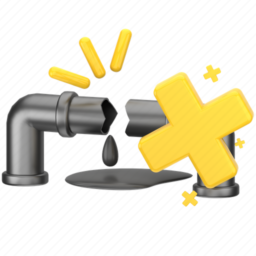 Broken, oil, pipeline, 3d, connection, construction, design 3D illustration - Download on Iconfinder