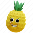pineapple, 3d, fruit, tropical, food, healthy, sweet 
