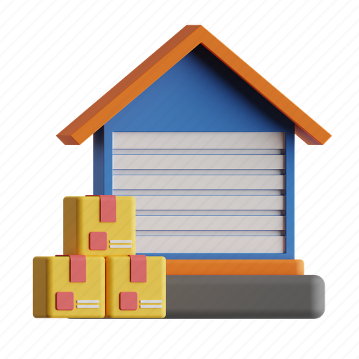 Warehouse, storage, stocks, building, factory 3D illustration - Download on Iconfinder